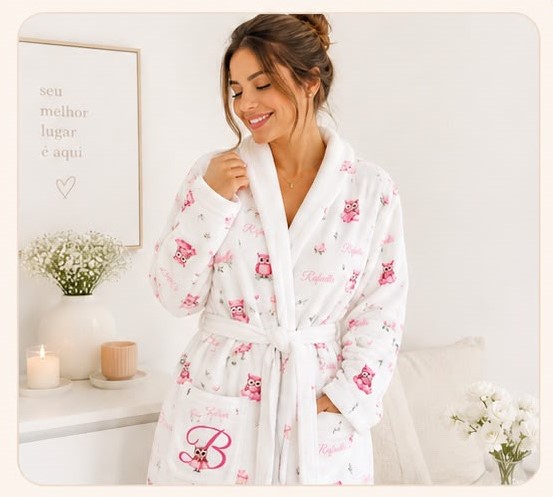 Roupão Adulto Estampado Plush Luxo
